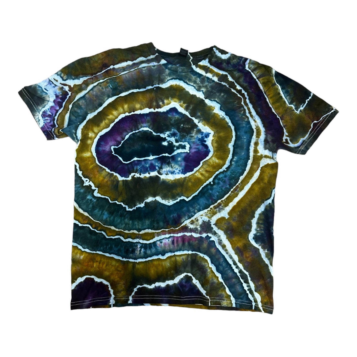 Adult Large Green Purple and Blue Geode Ice Dye Tie Dye Shirt