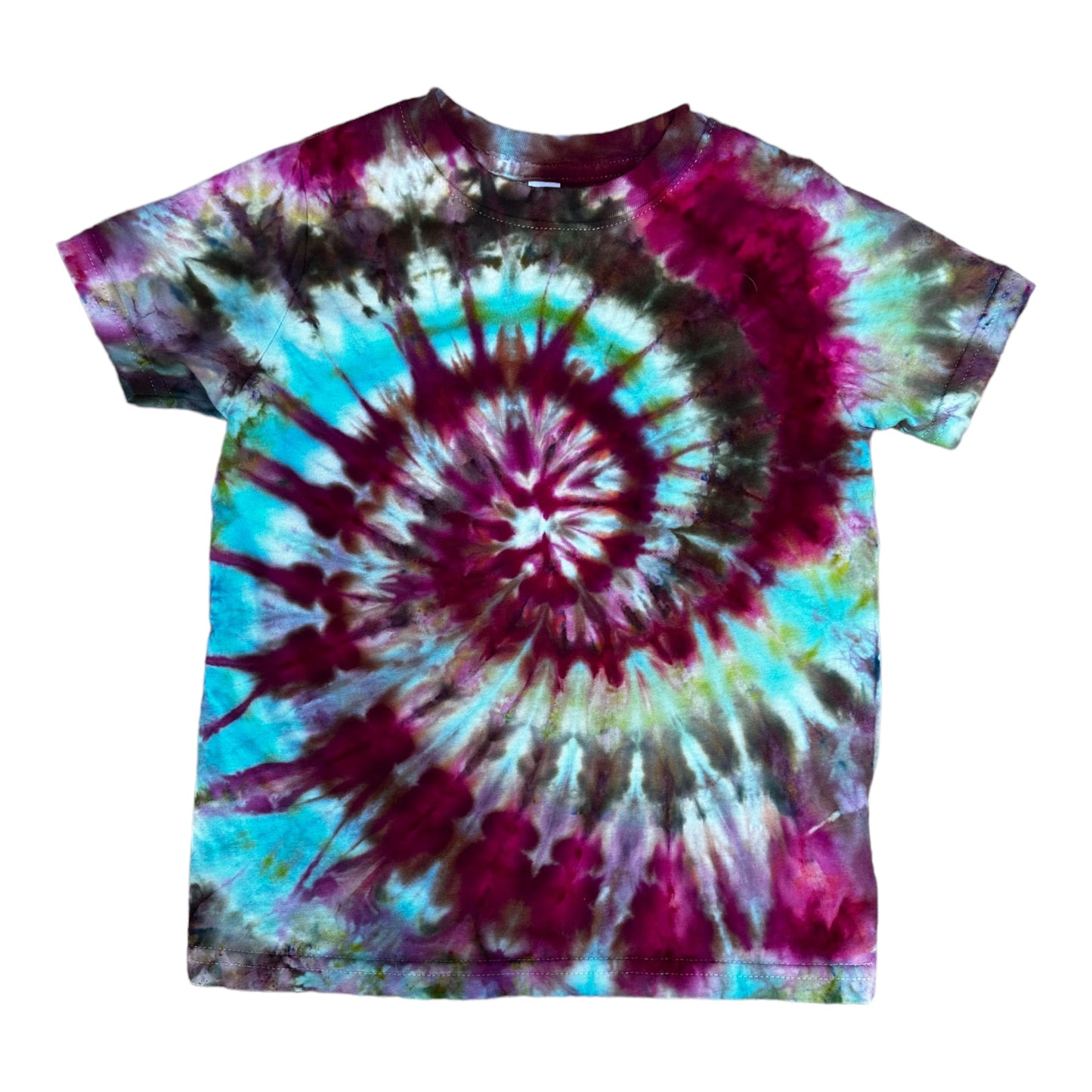 Toddler 4T Pink Purple Yellow Green Blue and Black Spiral Ice Dye Tie Dye Shirt