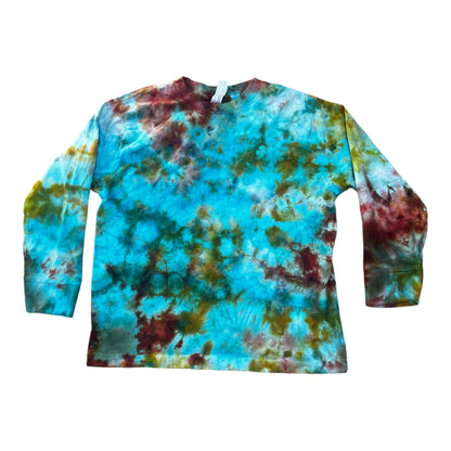 Toddler 5T Blue Brown Green and Yellow Scrunch Ice Dye Tie Dye Long Sleeve Shirt