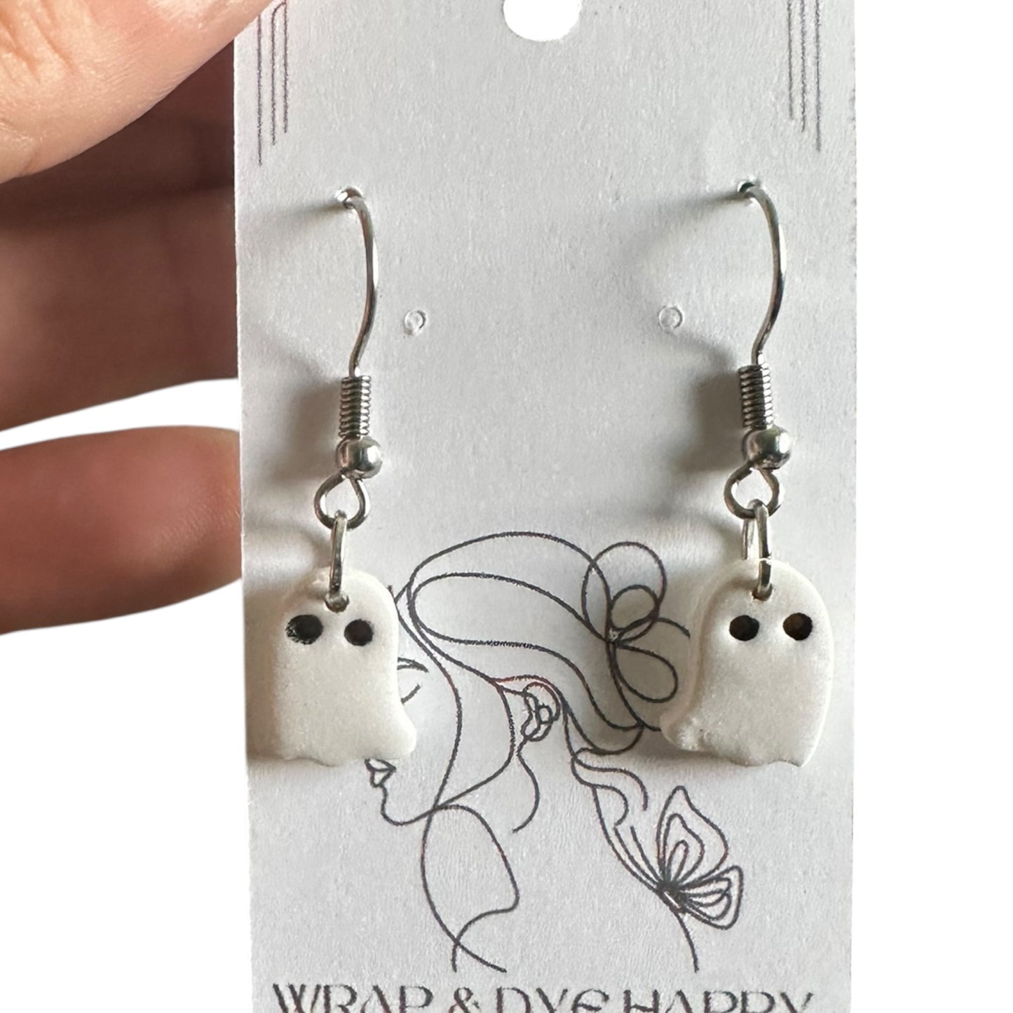 Hypoallergenic Halloween Mini Ghost Clay Earrings