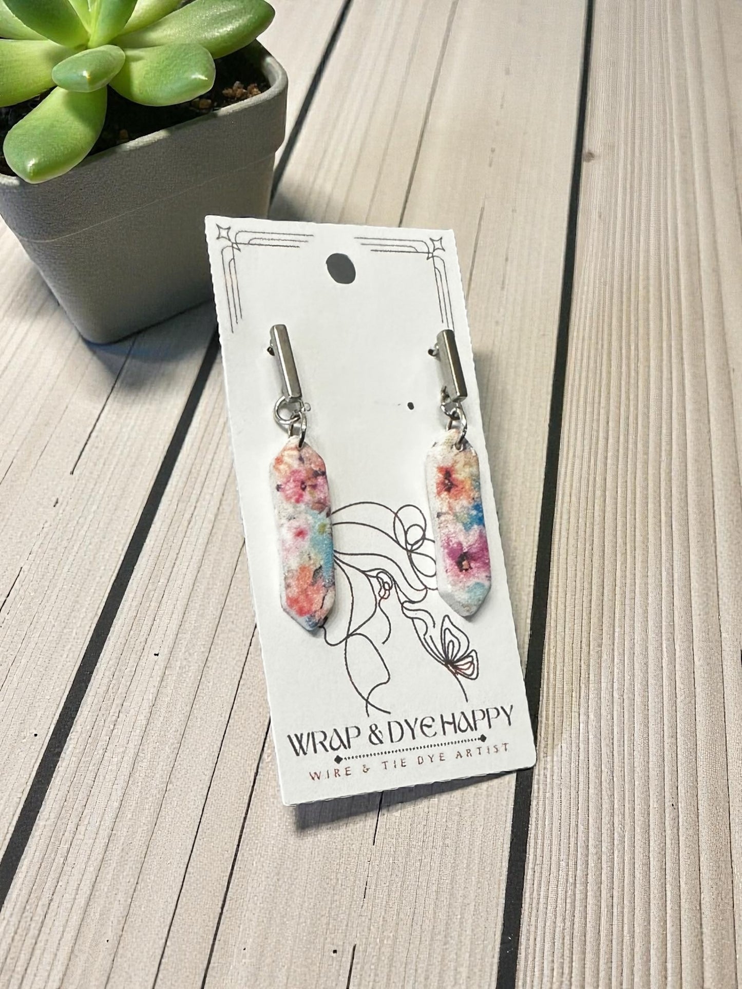 Hypoallergenic Wildflower Floral Tear Drop Clay Dangle Earrings