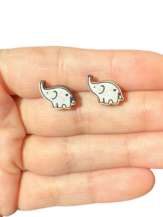 Hypoallergenic Elephant Laser Engraved Wood Earrings