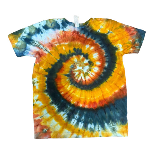 Toddler 4T Rust Red Yellow and Black Spiral Ice Dye Tie Dye Shirt