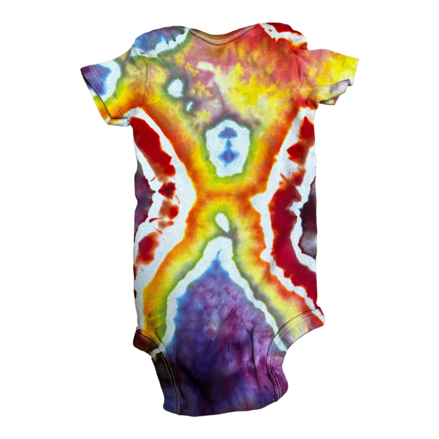 Infant 12 Months Purple Blue Yellow Green and Red Geode Ice Dye Tie Dye Onesie