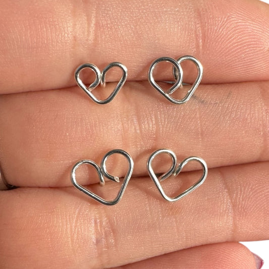 Sterling Silver | 14KT Gold Filled Hypoallergenic Heart Stud Wire Earring