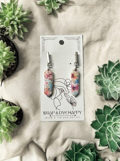 Hypoallergenic Wildflower Floral Tear Drop Clay Dangle Earrings