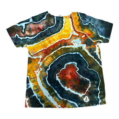 Toddler 4T Black Golden Yellow and Rust Red Geode Ice Dye Tie Dye Shirt