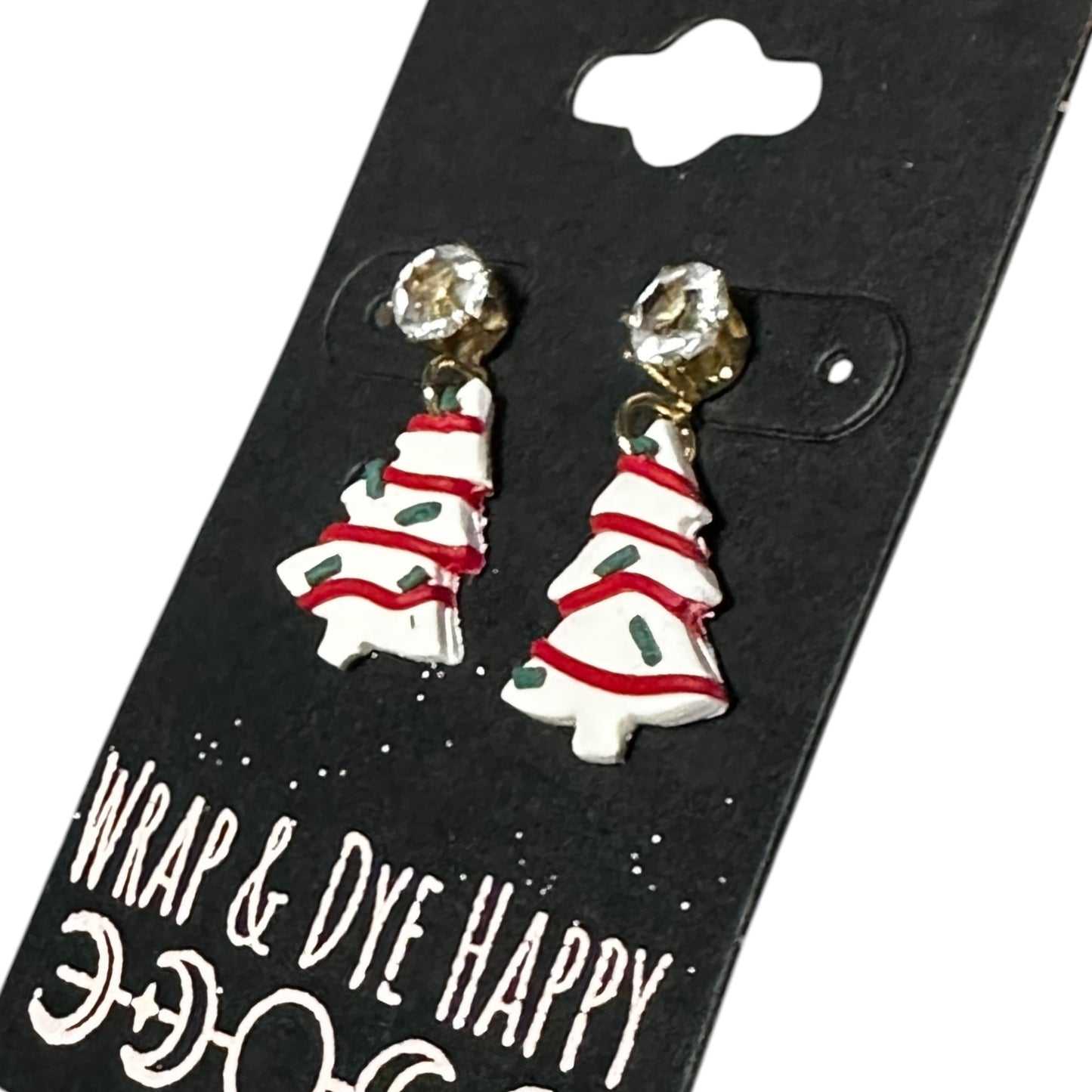 Hypoallergenic Hand Painted Christmas Tree Dangle Clay Earrings