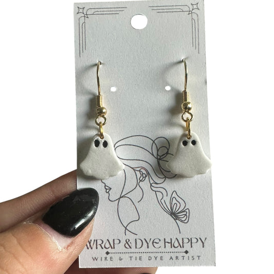 Hypoallergenic Halloween Mini Ghost Clay Earrings