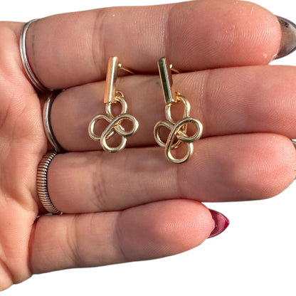 Sterling Silver | 14KT Gold Filled Hypoallergenic Clover Dangle Wire Earring