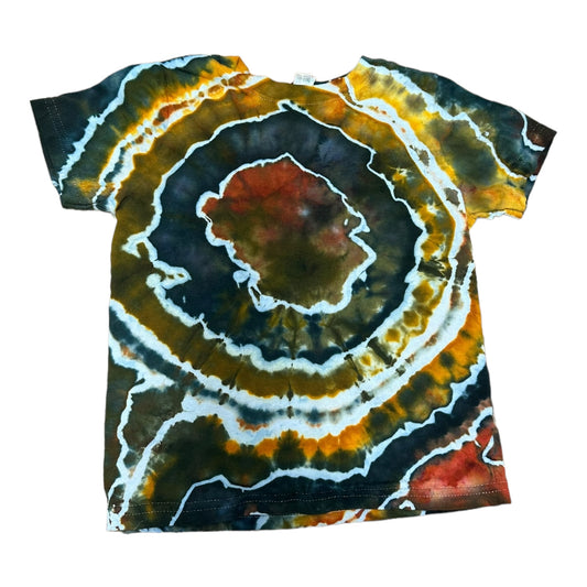 Toddler 4T Black Golden Yellow and Rust Red Geode Ice Dye Tie Dye Shirt