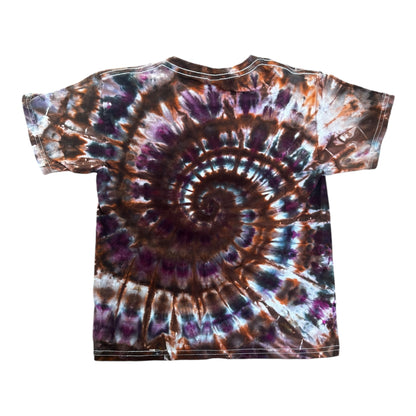 Youth XS Purple Brown and Orange Ice Spiral Ice Dye Tie Dye Shirt