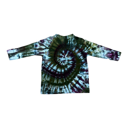 Toddler 3T Black Cherry and Green Spiral Ice Dye Tie Dye Long Sleeve Shirt