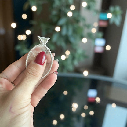 Sterling Silver Wire Wrapped Clear Quartz Worry Stone Crystal Pendant