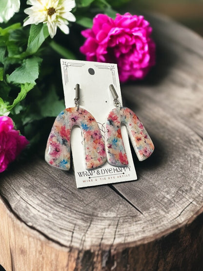 Hypoallergenic Wildflower Floral Tear Drop Clay Dangle Earrings