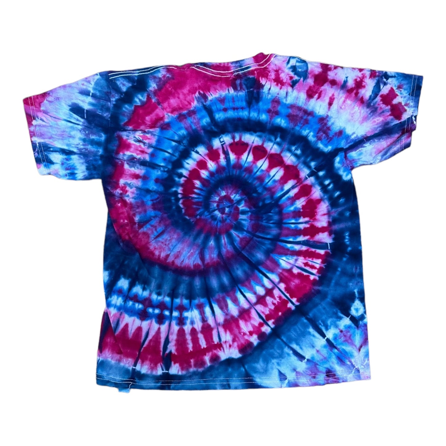 Youth XL Blue Purple and Pink Spiral Ice Dye Tie Dye Shirt