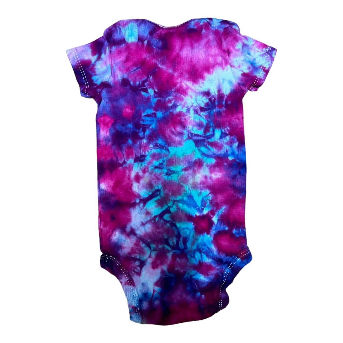 Infant 12 Months Purple and Blue Scrunch Ice Dye Tie Dye Onesie