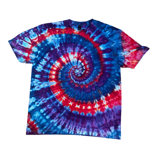 Adult XL Purple Blue Pink Spiral Ice Dye Tie Dye Shirt