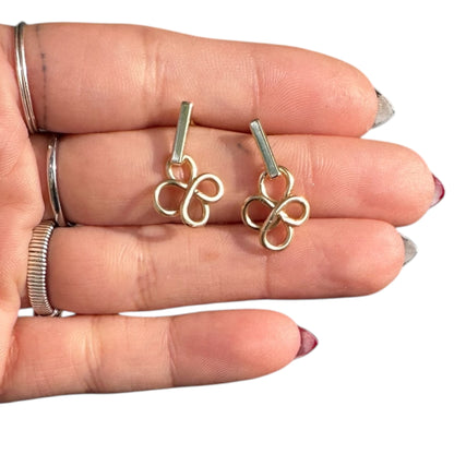 Sterling Silver | 14KT Gold Filled Hypoallergenic Clover Dangle Wire Earring