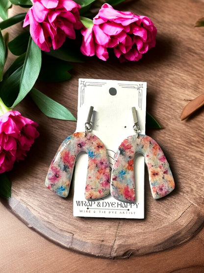 Hypoallergenic Wildflower Floral Tear Drop Clay Dangle Earrings