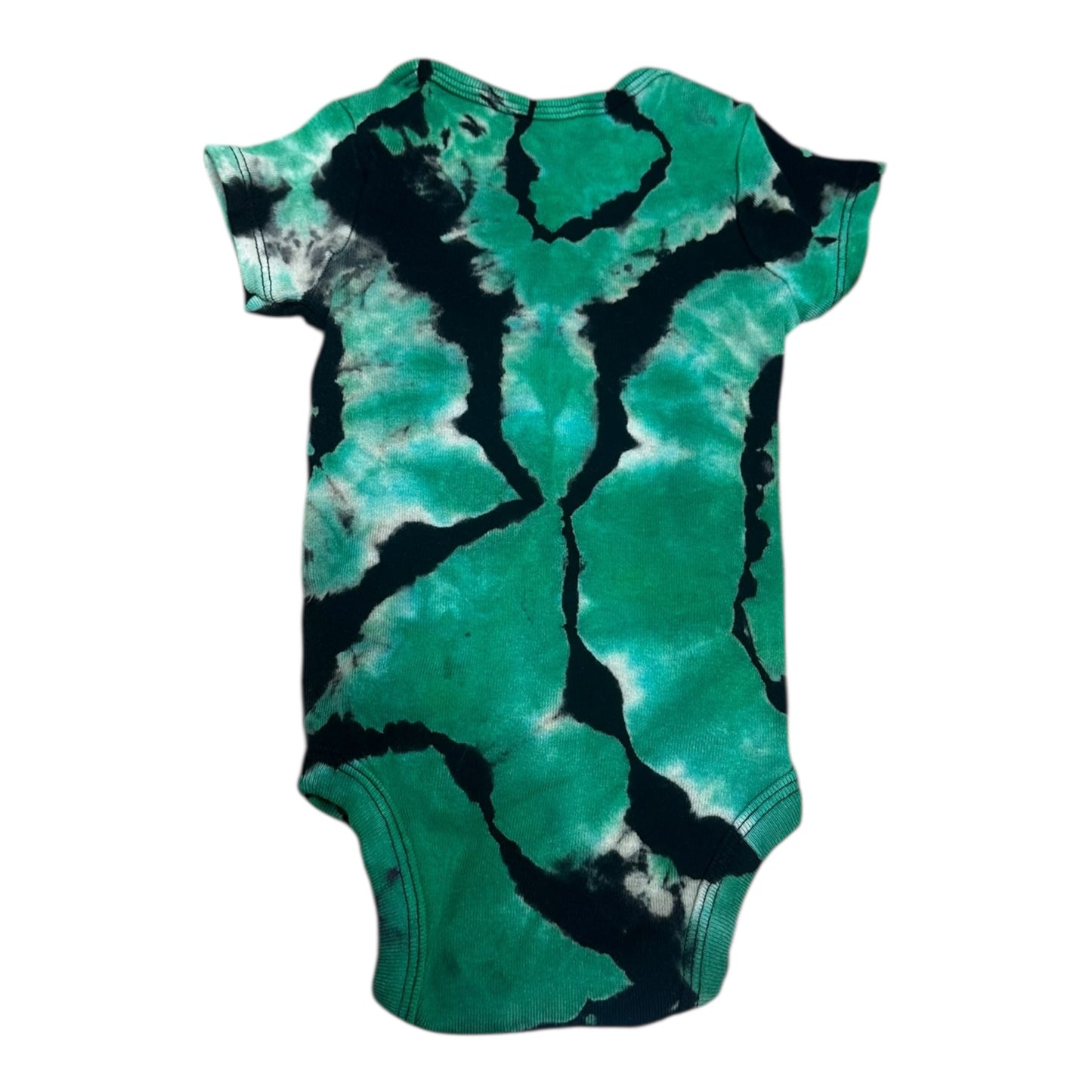 Infant 0-3 Months Black and Green Reverse Geode Ice Dye Tie Dye Onesie