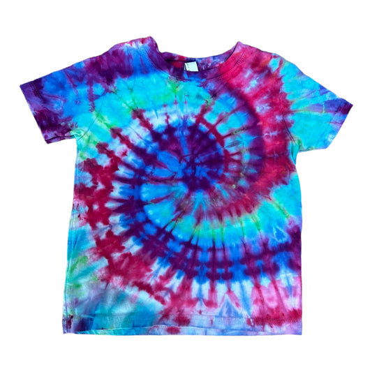 Toddler 4T Blue Green Pink and Purple Spiral Ice Dye Tie Dye Shirt