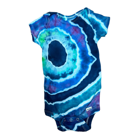 Infant 6-9 Months Green and Blues Geode Ice Dye Tie Dye Onesie