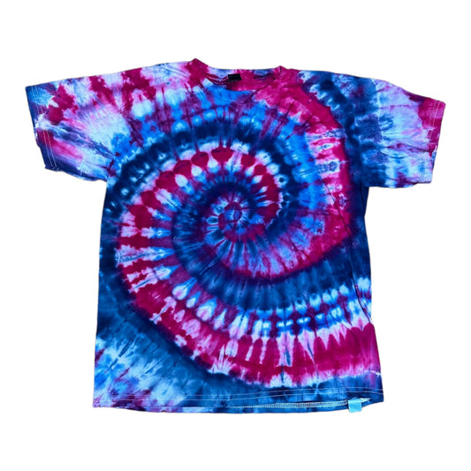 Youth XL Blue Purple and Pink Spiral Ice Dye Tie Dye Shirt