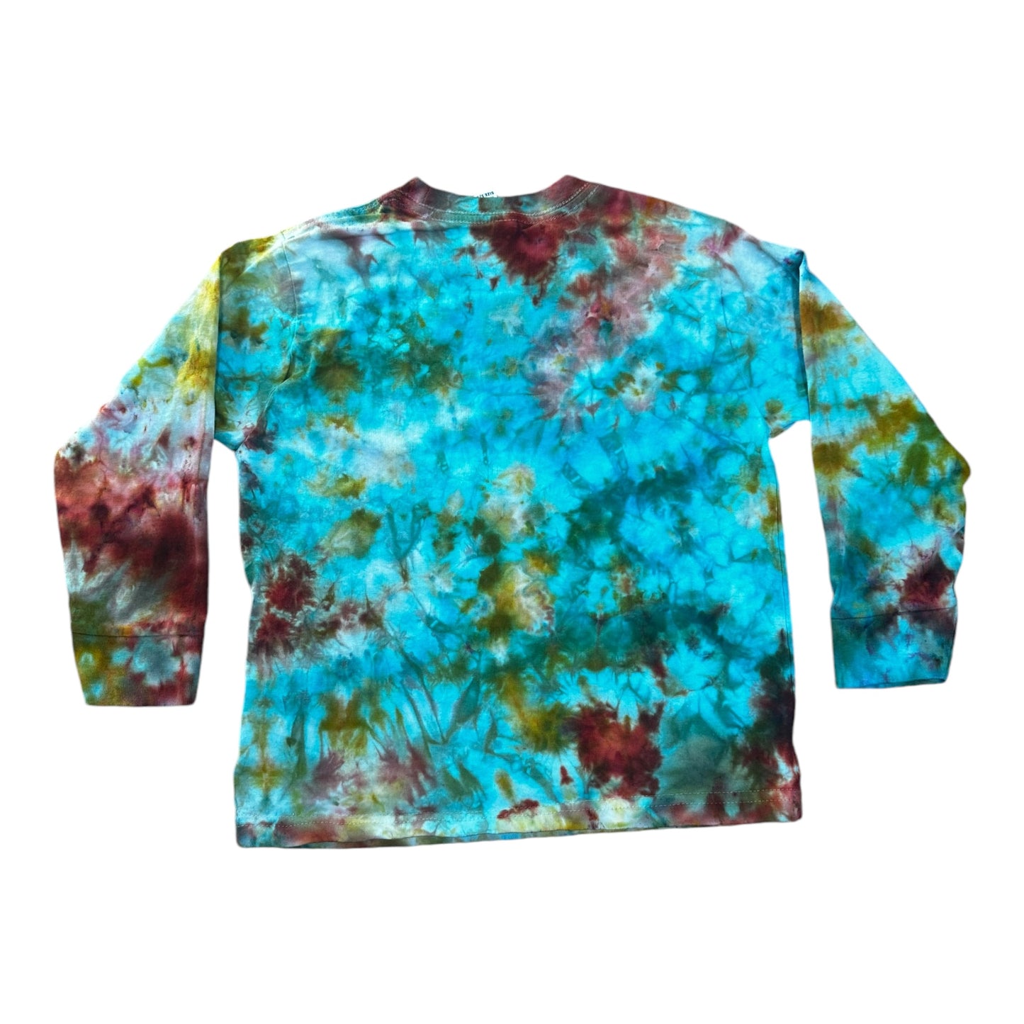 Toddler 5T Blue Brown Green and Yellow Scrunch Ice Dye Tie Dye Long Sleeve Shirt