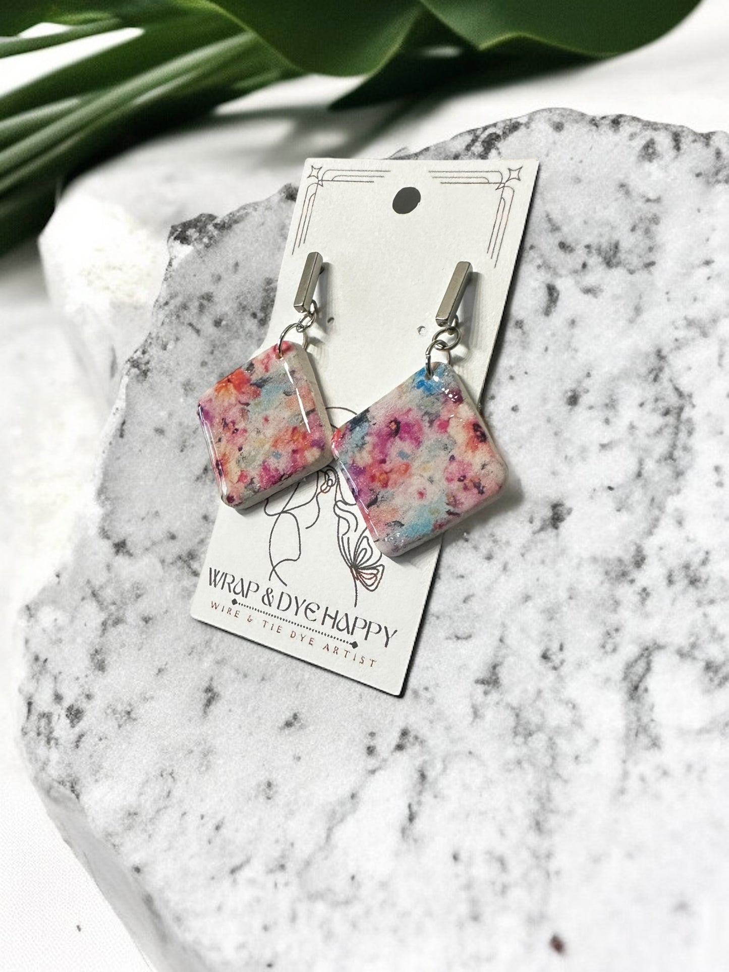 Hypoallergenic Wildflower Floral Tear Drop Clay Dangle Earrings