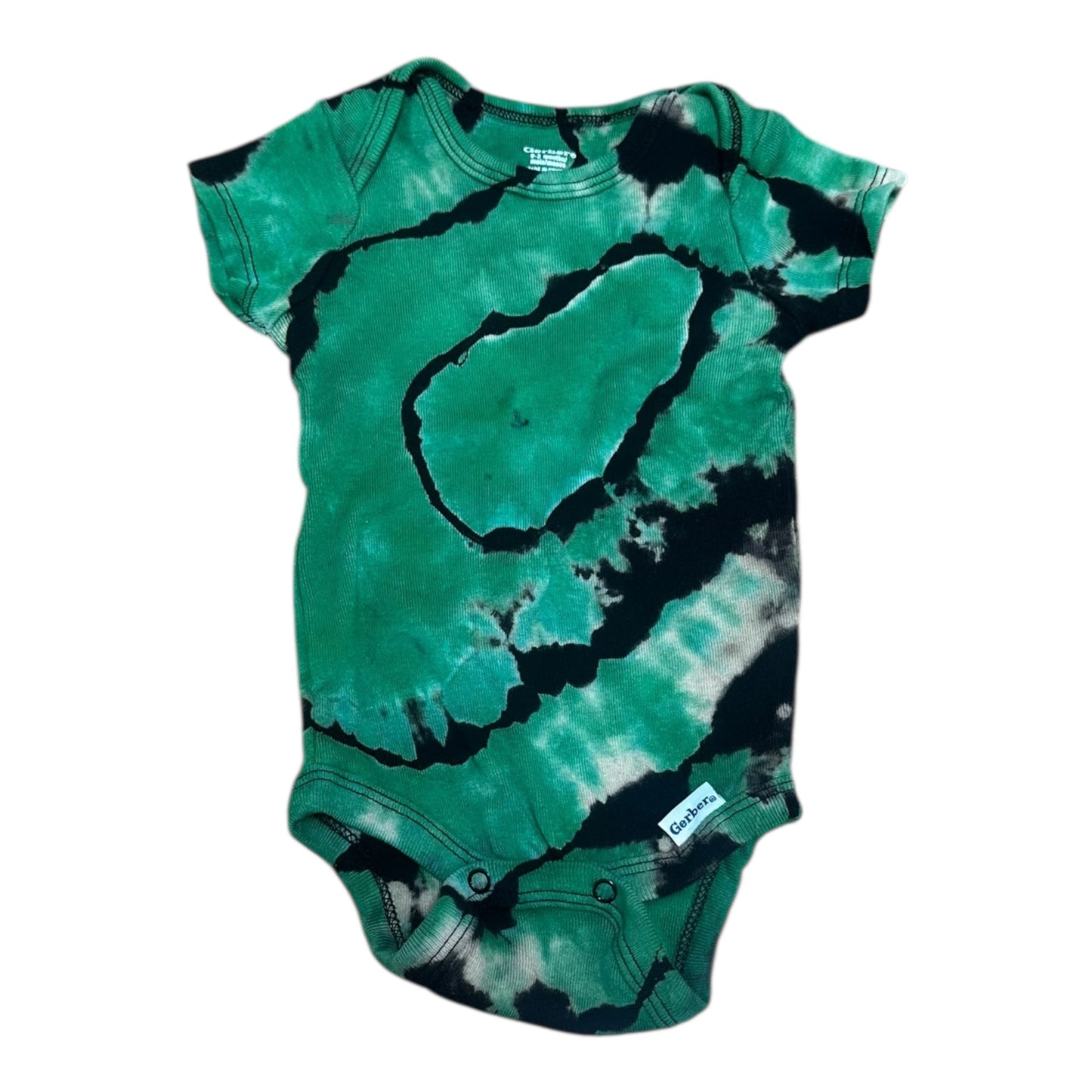 Infant 0-3 Months Black and Green Reverse Geode Ice Dye Tie Dye Onesie