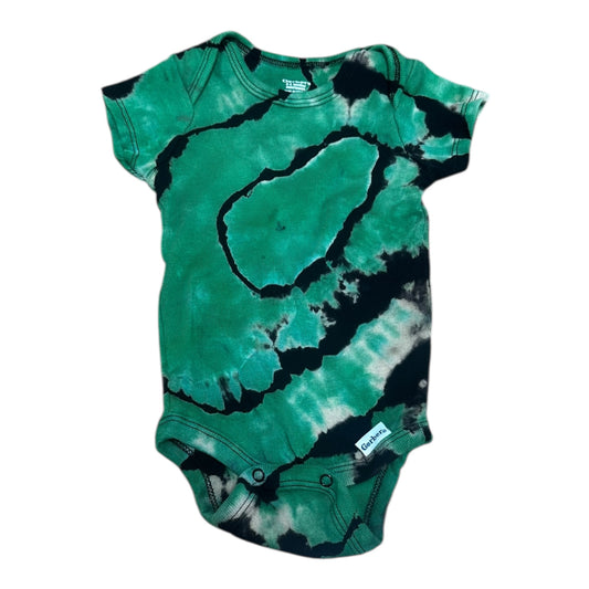 Infant 0-3 Months Black and Green Reverse Geode Ice Dye Tie Dye Onesie