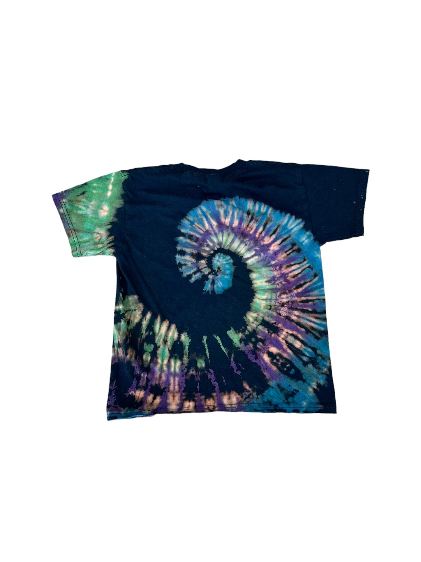 Youth Small Blue Green and Purple Reverse Spiral Tie Dye