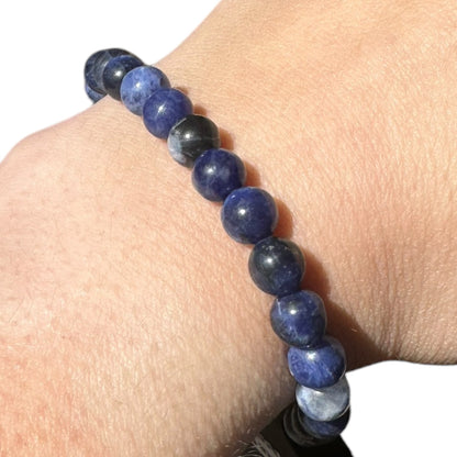 Sodalite Beaded Elastic Crystal Bracelet