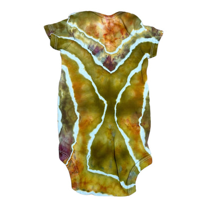 Infant 3-6 Months Green Golden Yellow Geode Ice Dye Tie Dye Onesie