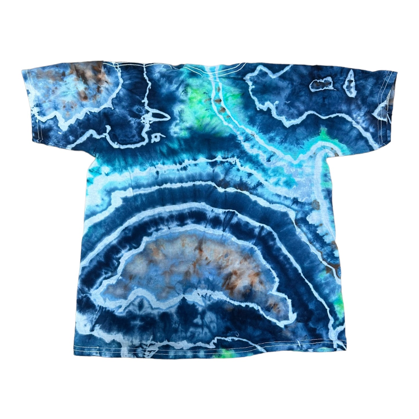 Youth XL Blue Brown and Green Geode Ice Dye Tie Dye Shirt