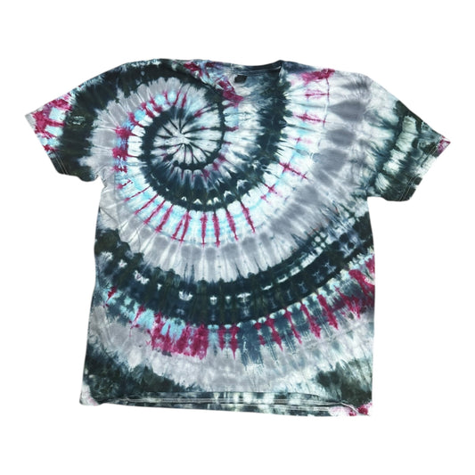 Adult XL Purple Gray Blue and Black Spiral Ice Dye Tie Dye Shirt