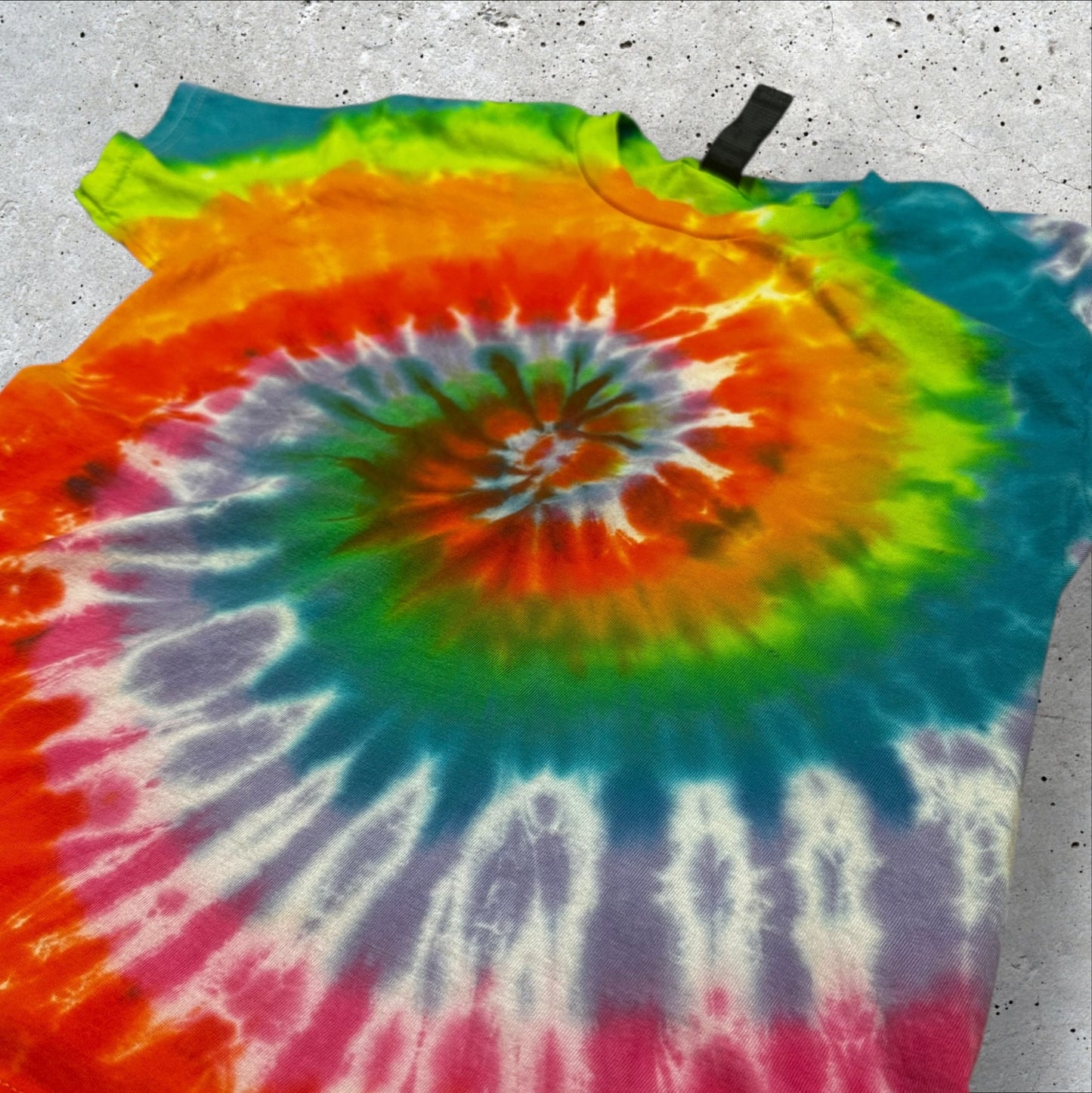 Youth Small Neon Rainbow Spiral Tie Dye Tshirt