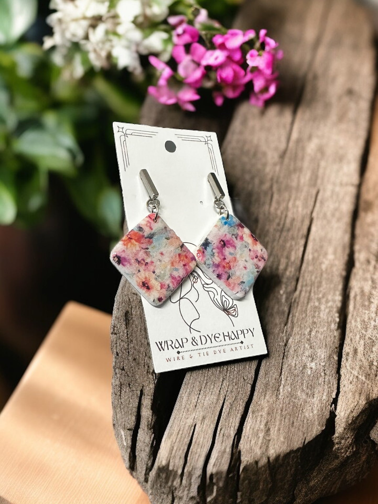 Hypoallergenic Wildflower Floral Tear Drop Clay Dangle Earrings