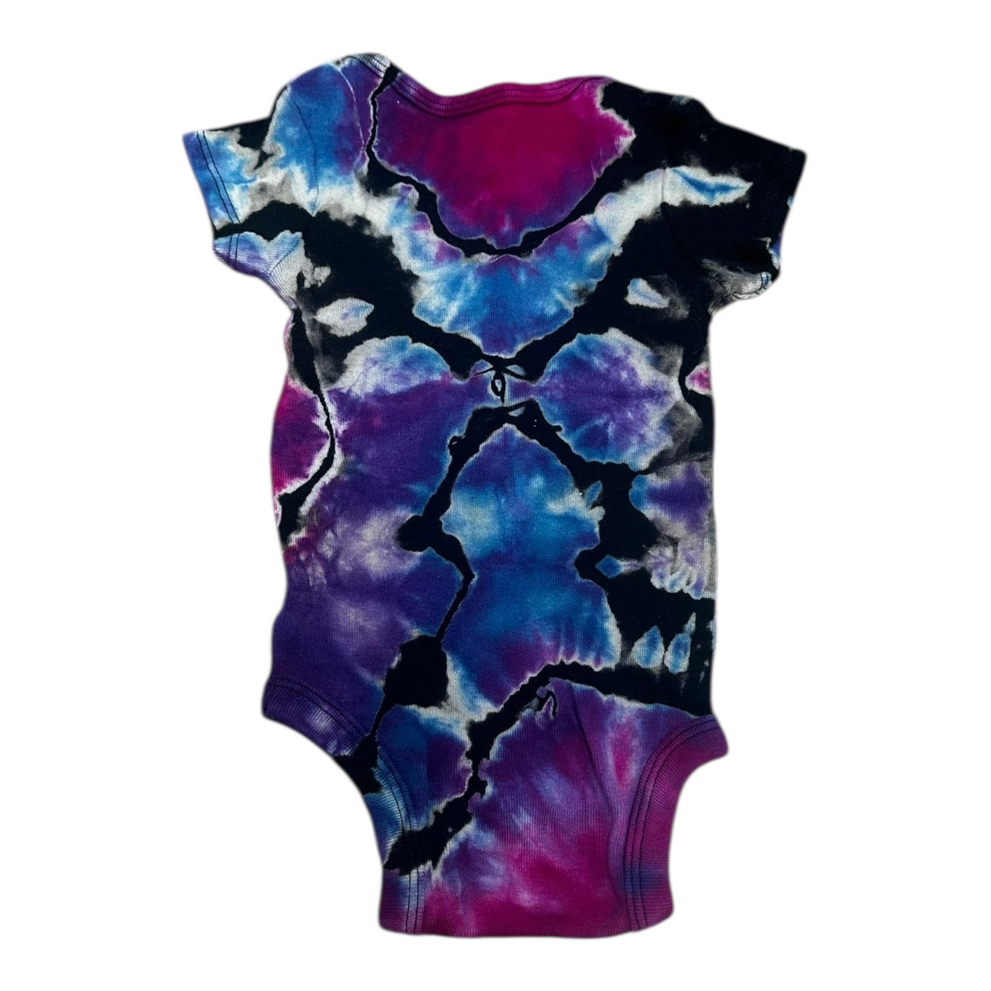 Infant 0-3 Months Black Purple and Blue Reverse Geode Ice Dye Tie Dye Onesie