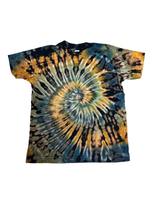Toddler 4T Blue Yellow and Green Spiral Reverse Tie Dye Shirt