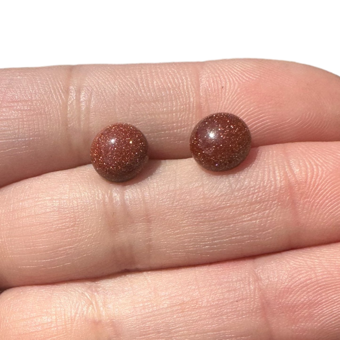 8MM Hypoallergenic Goldstone Crystal Earring Studs