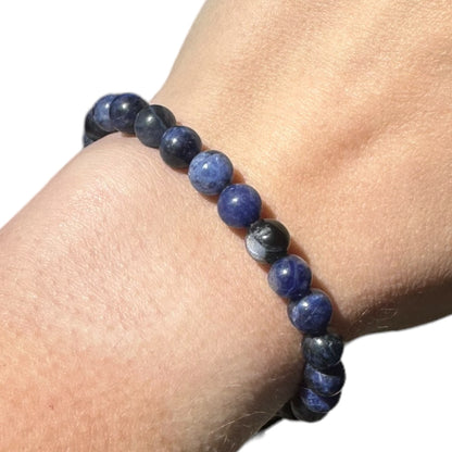 Sodalite Beaded Elastic Crystal Bracelet