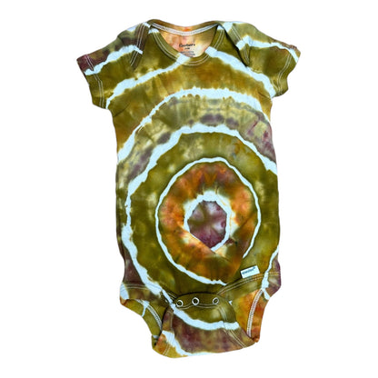 Infant 3-6 Months Green Golden Yellow Geode Ice Dye Tie Dye Onesie