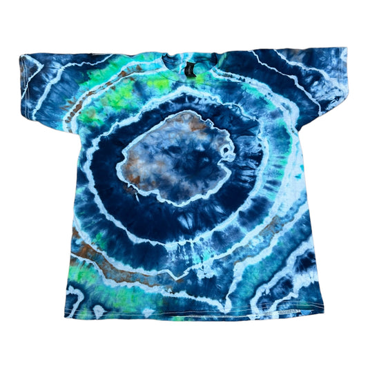 Youth XL Blue Brown and Green Geode Ice Dye Tie Dye Shirt