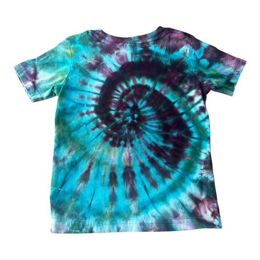 Toddler 2T Blue Purple and Green Spiral Ice Dye Tie Dye Shirt