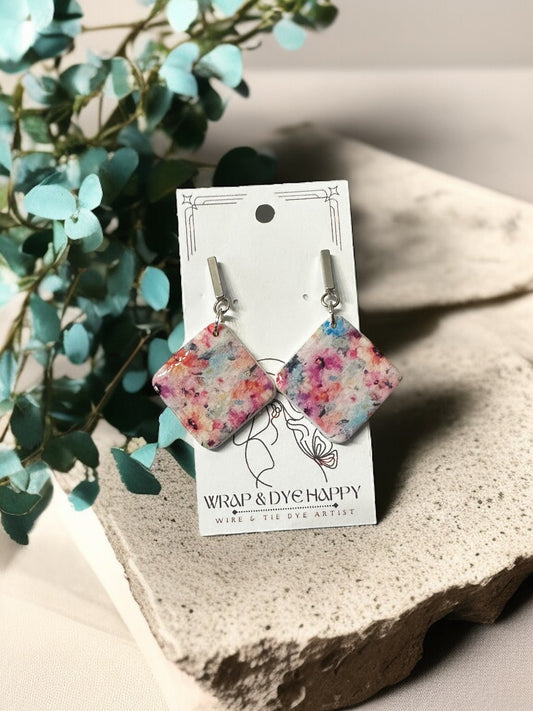 Hypoallergenic Wildflower Floral Tear Drop Clay Dangle Earrings