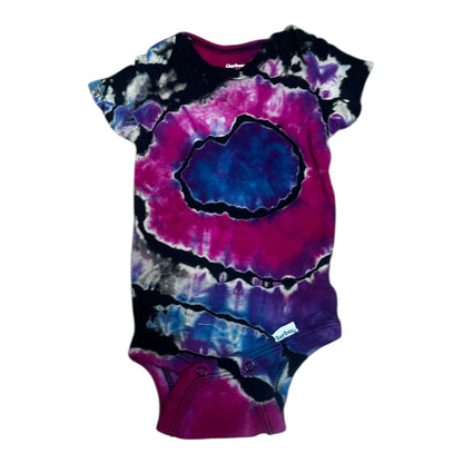 Infant 0-3 Months Black Purple and Blue Reverse Geode Ice Dye Tie Dye Onesie