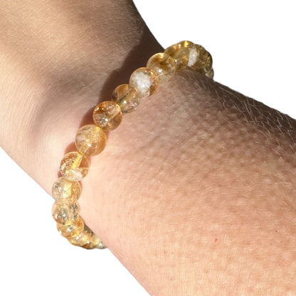 Citrine Beaded Elastic Crystal Bracelet