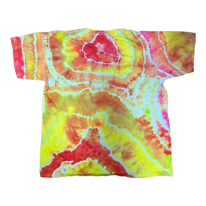 Youth Large Yellow Green and Pink Geode Ice Dye Tie Dye Shirt